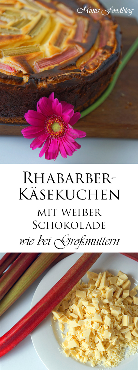 Rhabarber-Käsekuchen mit weißer Schokolade