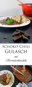 Schoko Chili Gulasch mit Serviettenknödeln