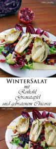 Wintersalat mit Rotkohl Granatapfel mit gebratenem Chicoree 8