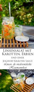 Linsensalat mit Karotten Erbsen und einer Joghurt Kräuter Sauce Linsen die wiederentdeckte Hausmannskost 7