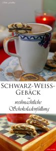 Schwarz Weiss Gebäck marmoriert mit weihnachtlicher Schokoladenfüllung 8