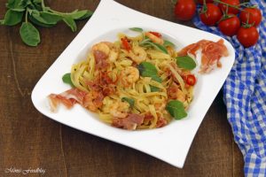 Fettuccine nach Saltimbocca Art mit Shrimps ein italienischer Küchenklassiker variiert 1