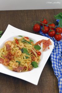 Fettuccine nach Saltimbocca Art mit Shrimps ein italienischer Küchenklassiker variiert 3