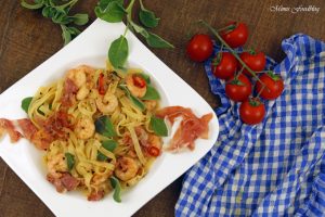 Fettuccine nach Saltimbocca Art mit Shrimps ein italienischer Küchenklassiker variiert 7