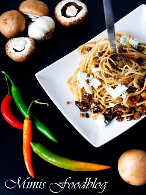 Spaghetti Funghi mit Gorgonzola