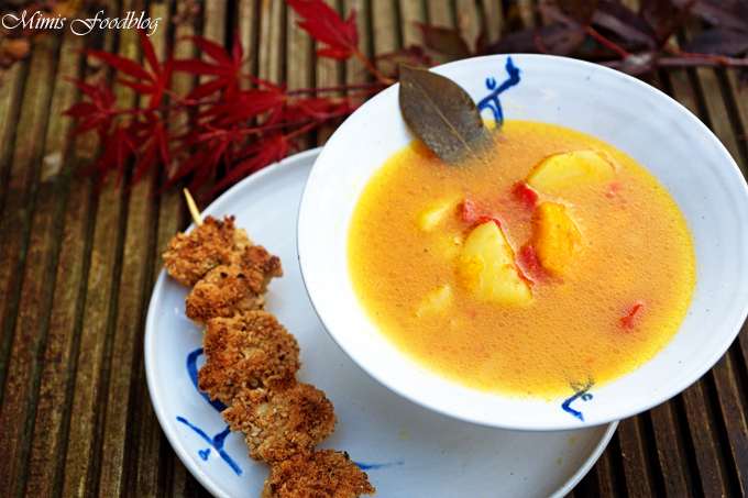 Hokkaido-Chili-Suppe mit Sesam-Geflügel-Spieß
